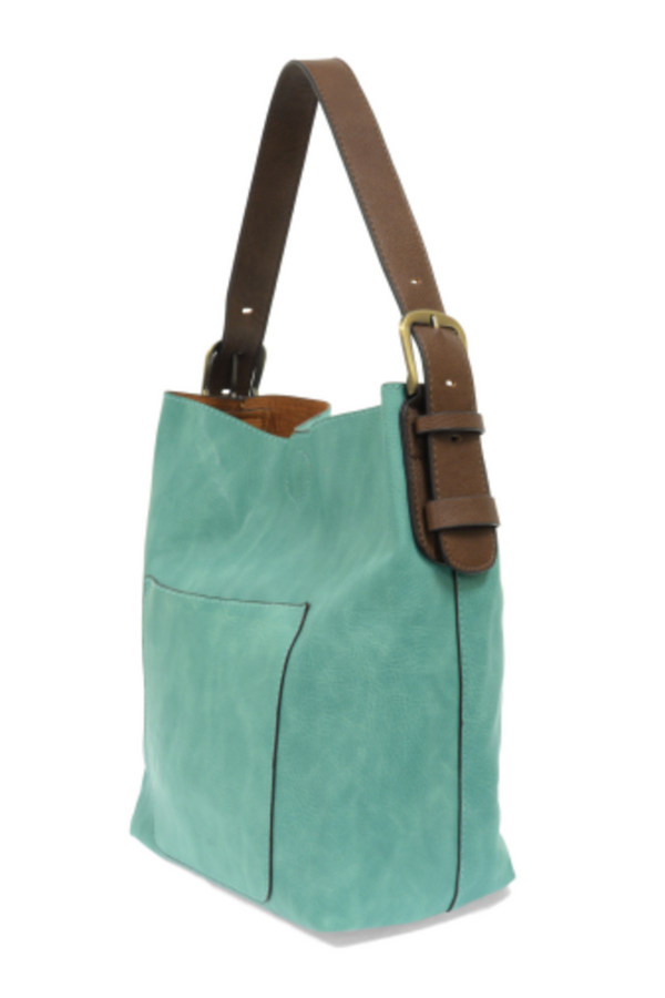 Joy Hobo-Style Handle Handbag - True Turquoise / Coffee
