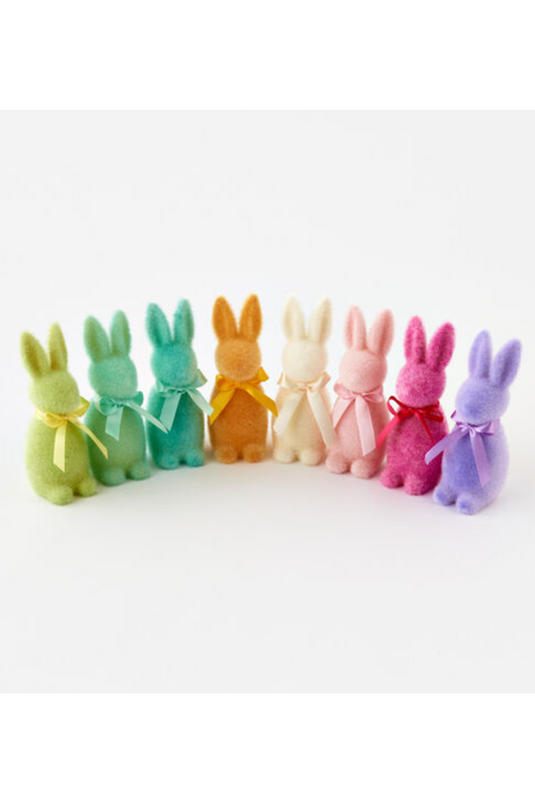 Flocked Button Nose Bunny - PASTEL Small