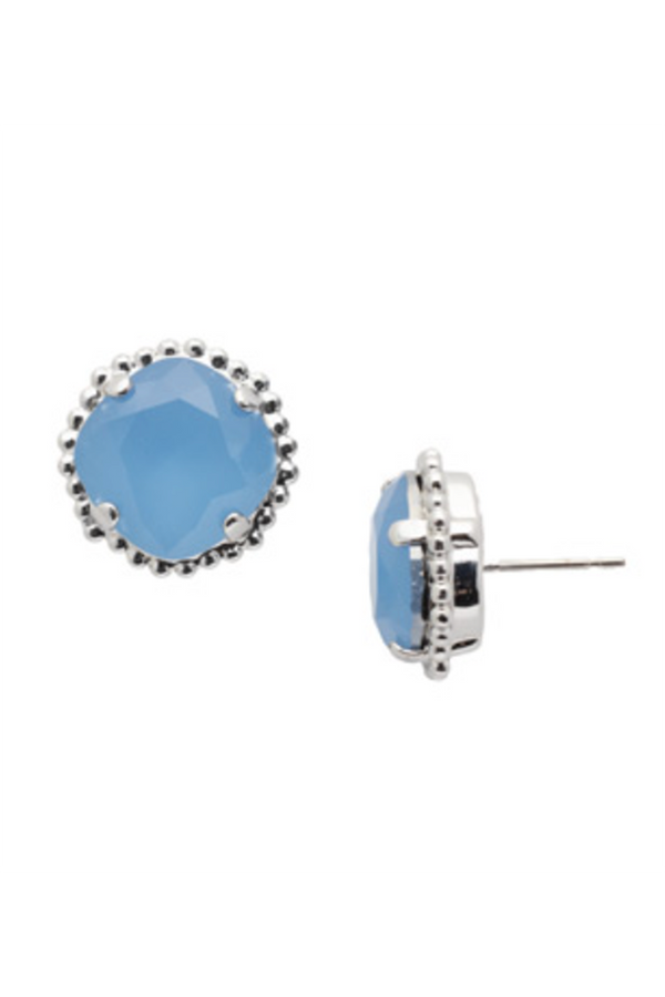 Cushion Cut Solitaire Earring - Cotton Candy Clouds