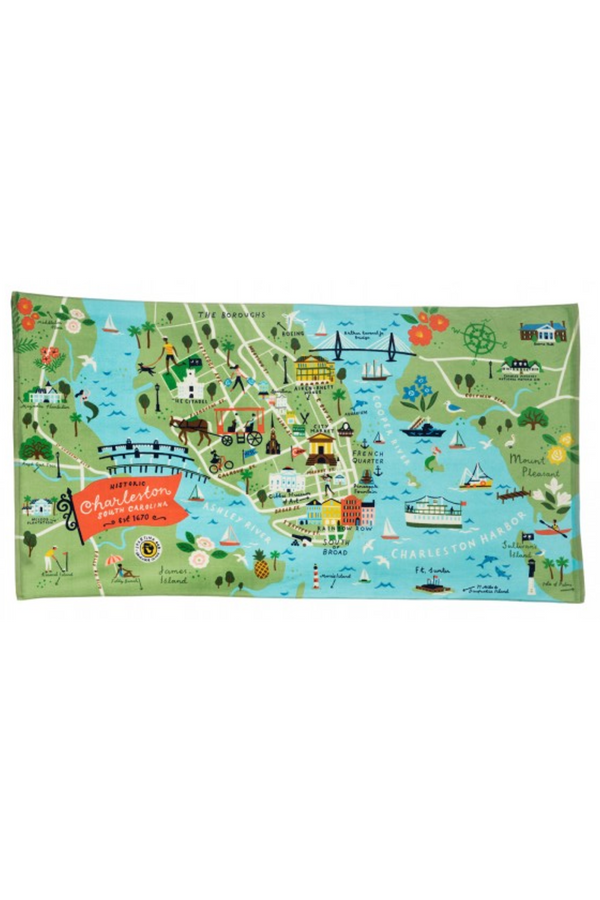 SIDEWALK SALE ITEM - Destination Map Beach Towel - Charleston