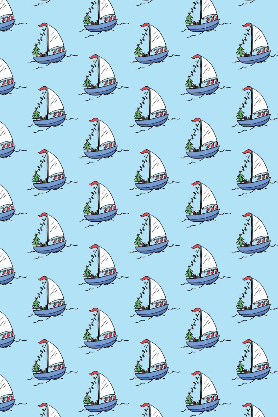 Trendy Wrapping Paper - Holiday Sailboats