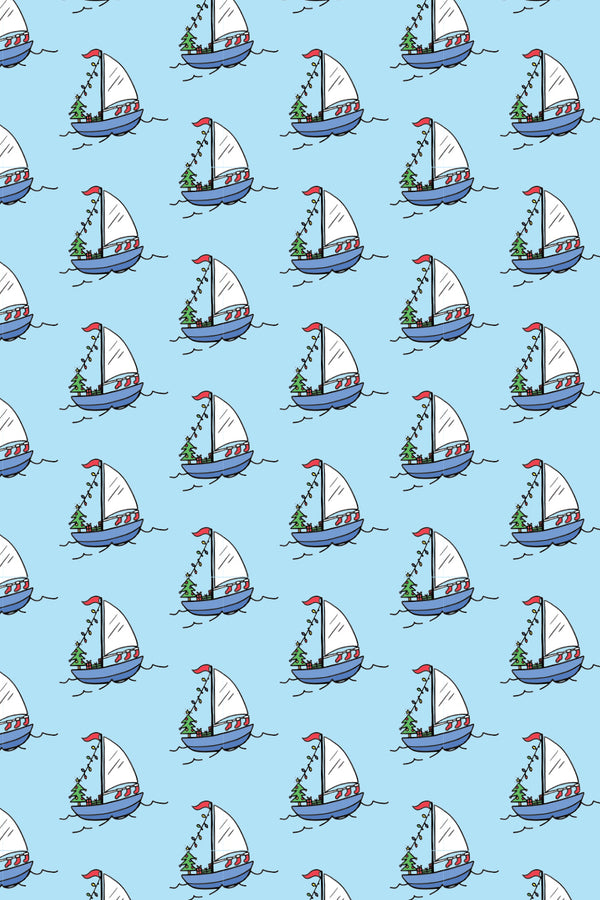 Trendy Wrapping Paper - Holiday Sailboats