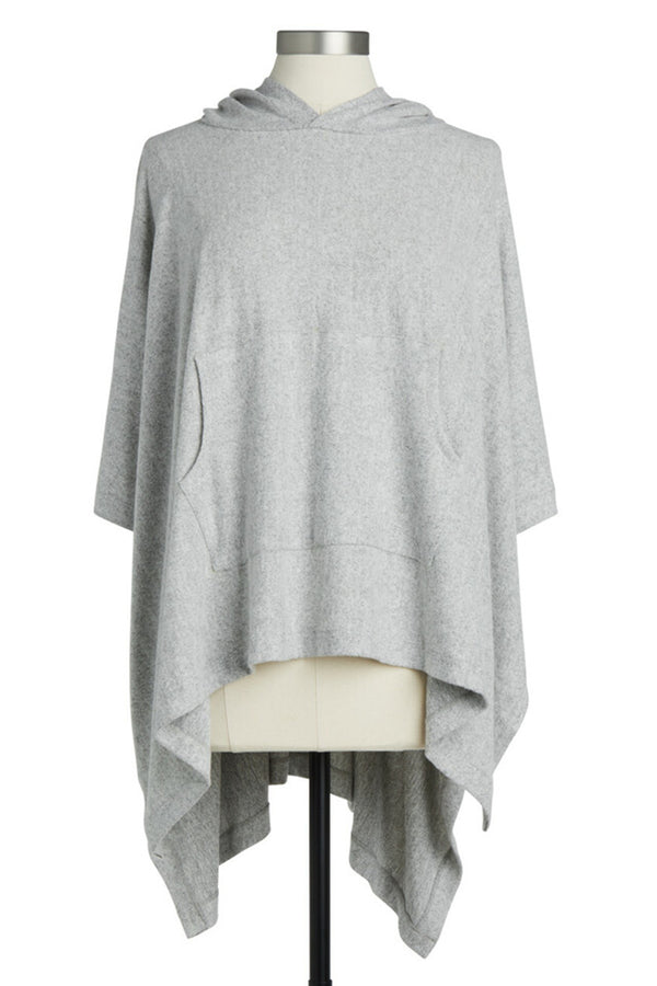 Hooded Poncho - Heather Gray