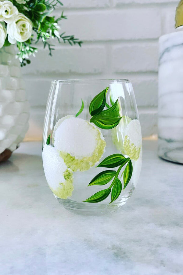 DJ Stemless Wine Glass - Hydrangea