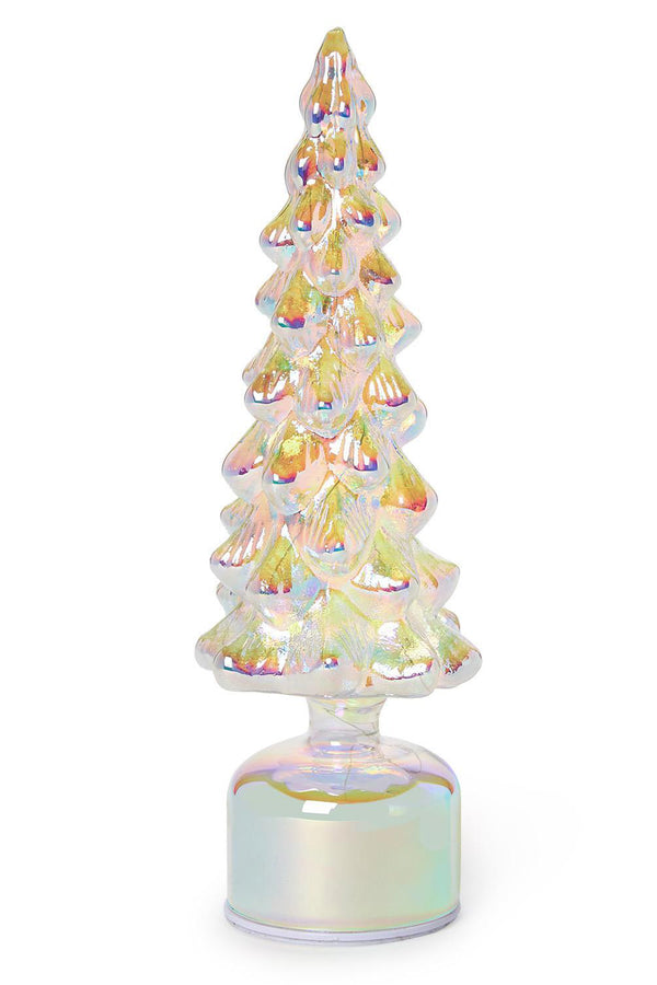 Revolving Lighted Glass Tree - Iridescent
