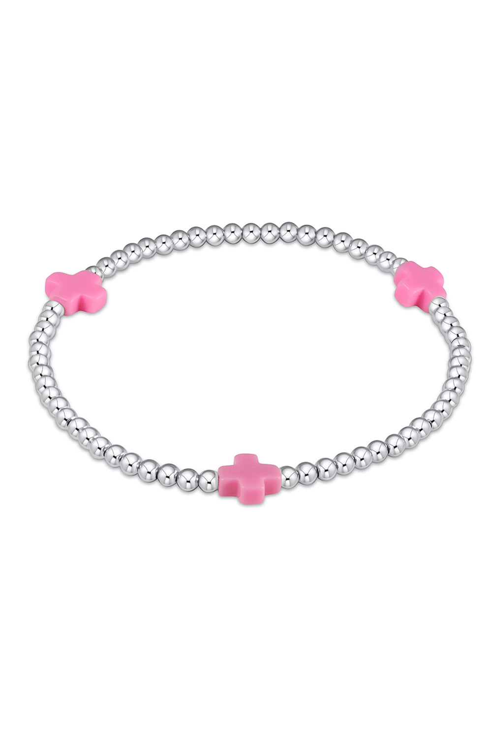 EN Sterling Signature Cross Pattern Bracelet 3mm - Bright Pink