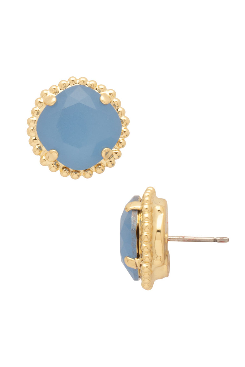 Cushion Cut Solitaire Stud Earring - Cotton Candy Clouds