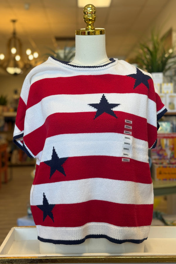 Camille Short Sleeve Stars Sweater