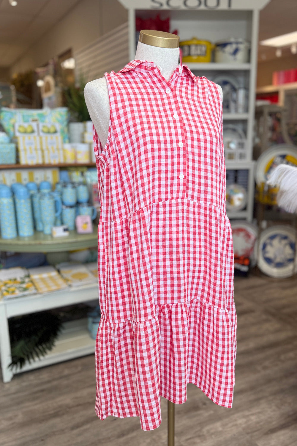 Camille Gingham Dress - Red & White