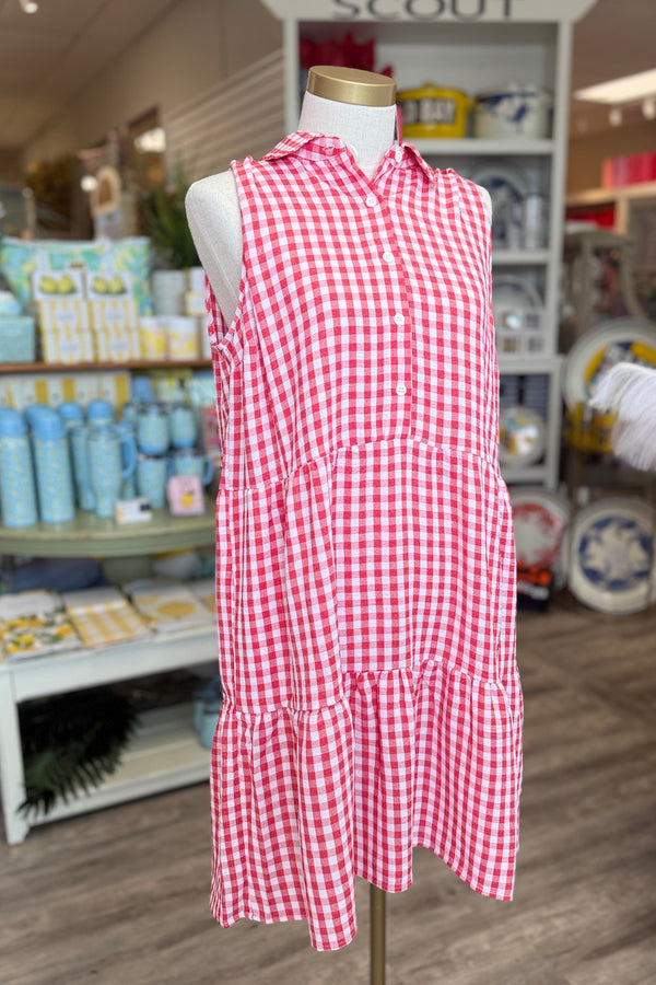 Camille Gingham Dress - Red & White