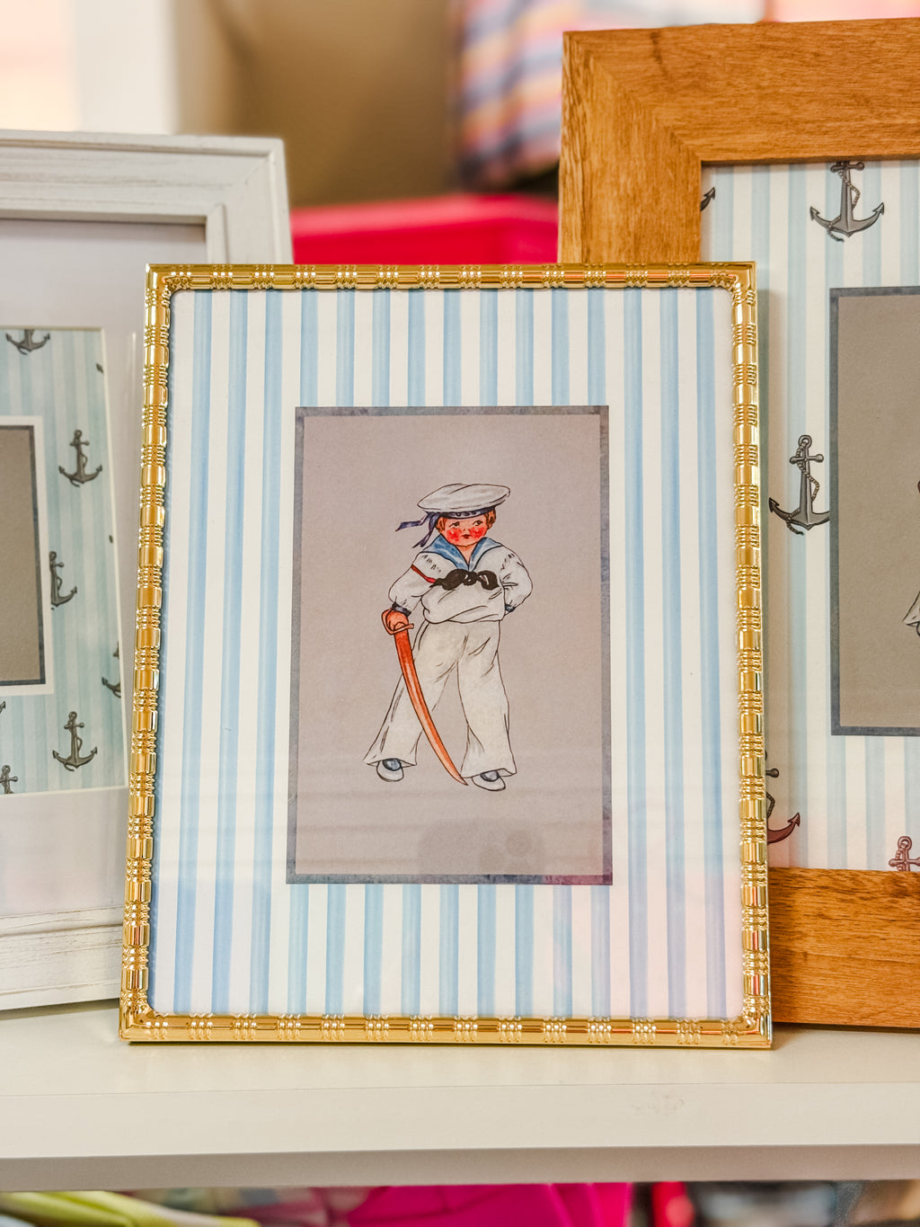 Framed Little Sailor Print - Gold Frame