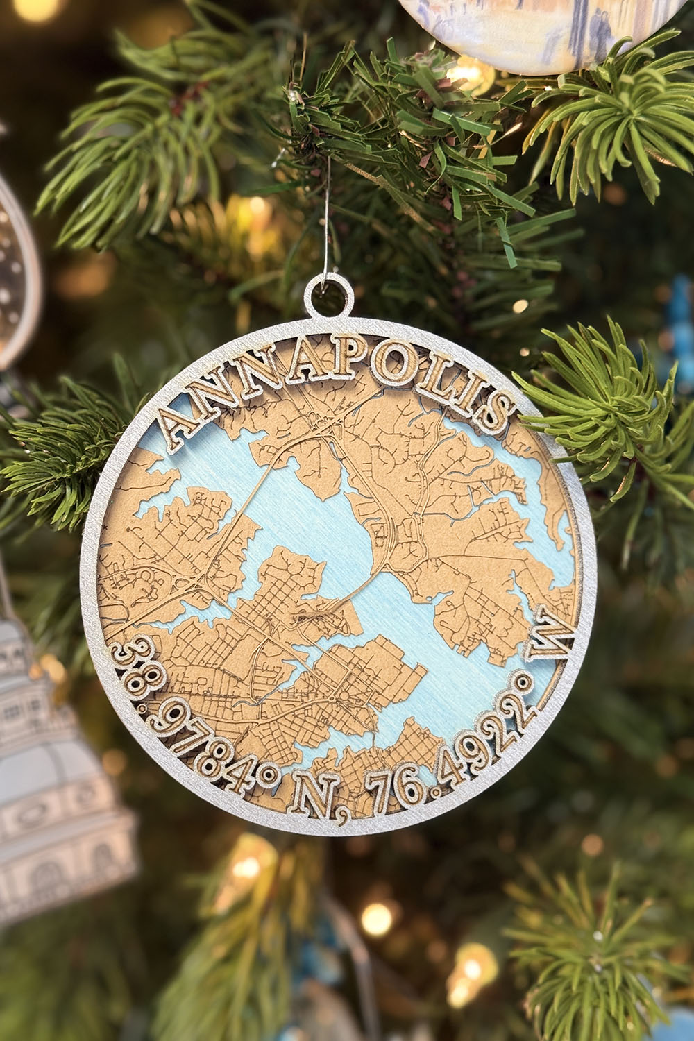 Wooden Ornament - Annapolis Map