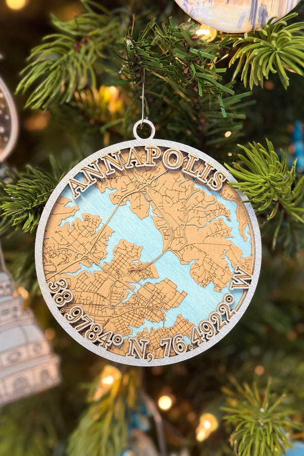 Wooden Ornament - Annapolis Map