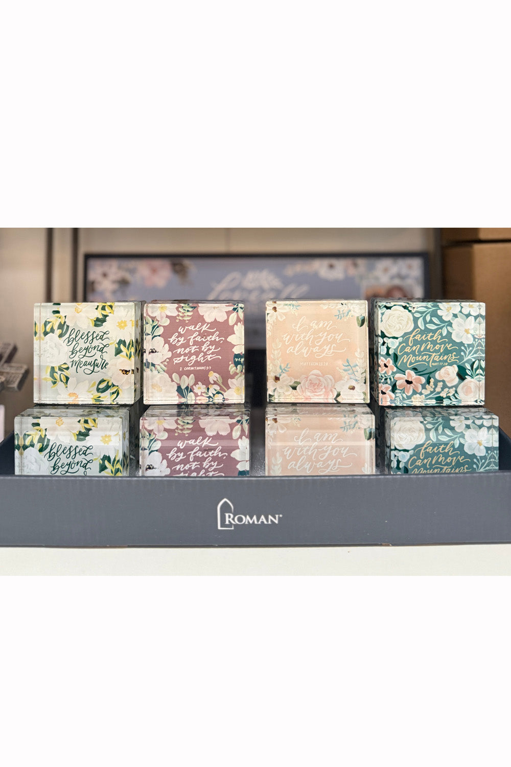 RM Glass Block with Flower Design