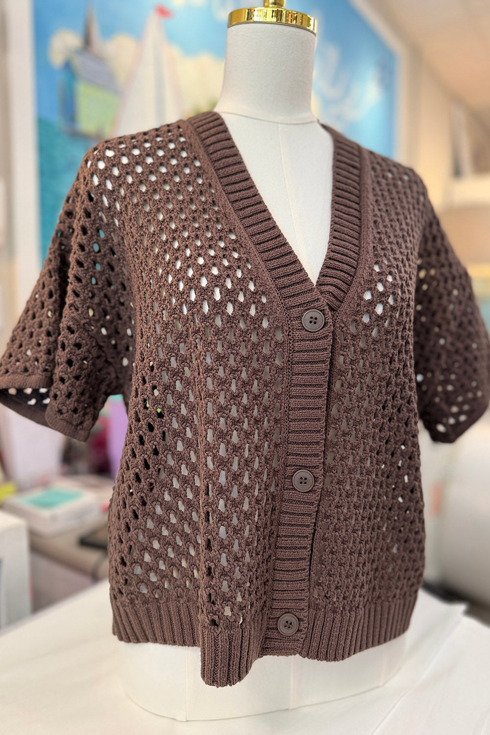 Camille Knit Button Cardigan - Cocoa