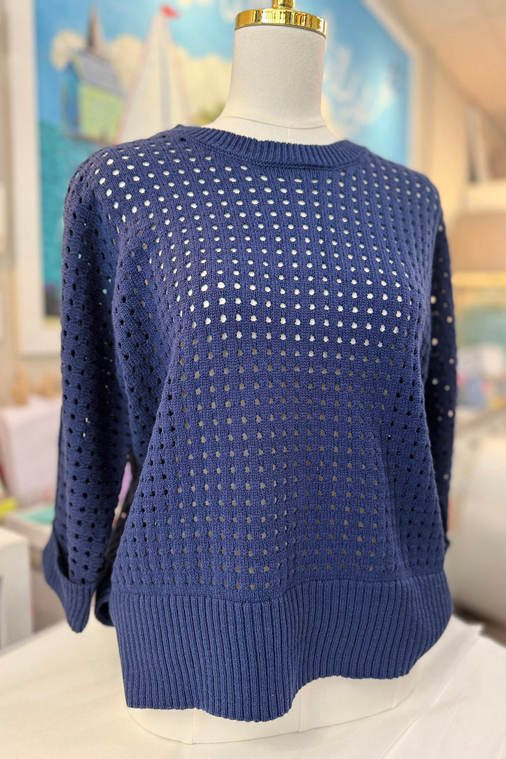 Camille Knit Long Sleeve Sweater - Navy