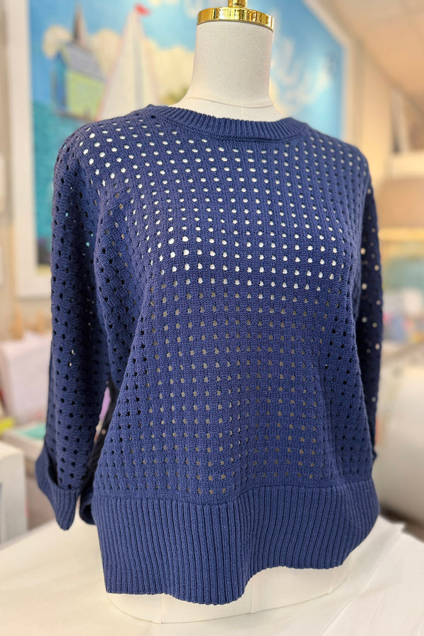 Camille Knit Long Sleeve Sweater - Navy
