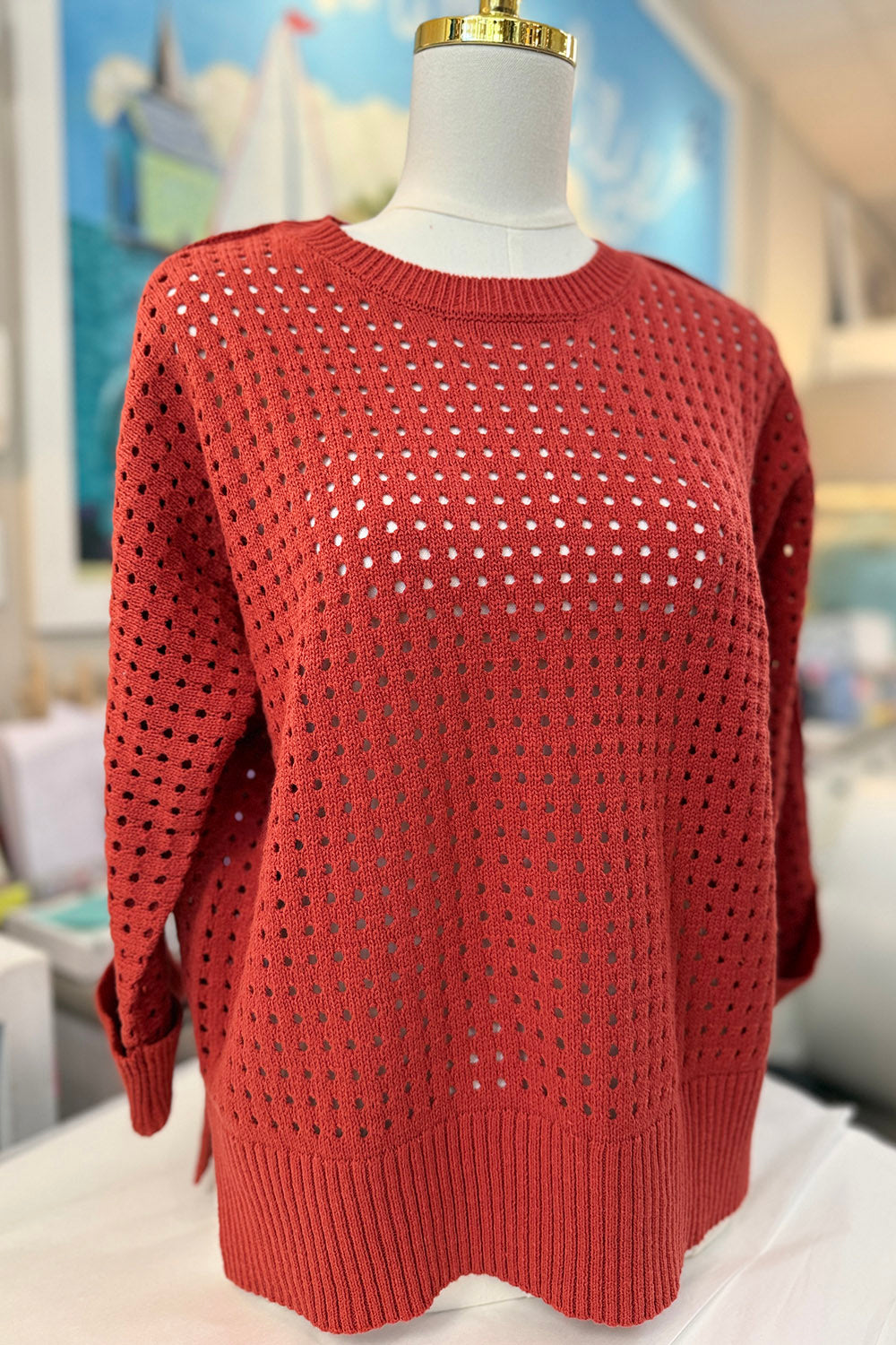 Camille Knit Long Sleeve Sweater - Paprika