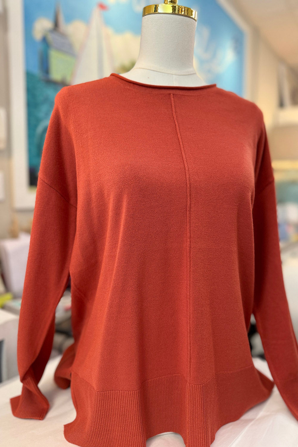 Camille Thin Crew Neck Sweater - Paprika