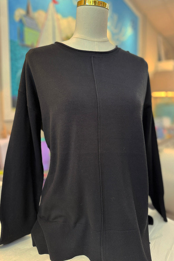 Camille Thin Crew Neck Sweater - Black