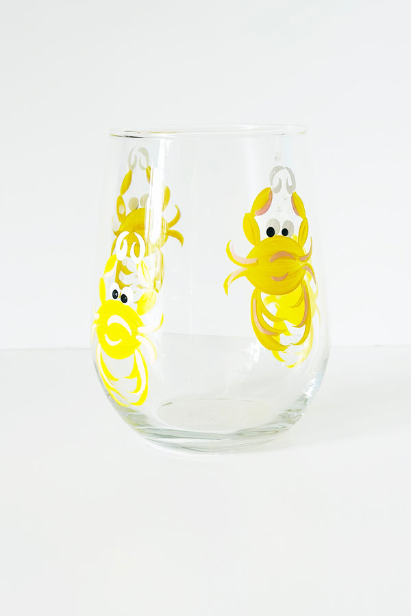 DJ Stemless Wine Glass - Crab Yellow