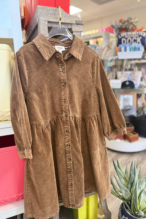 Mineral Wash Babydoll Shirt Dress - Mocha