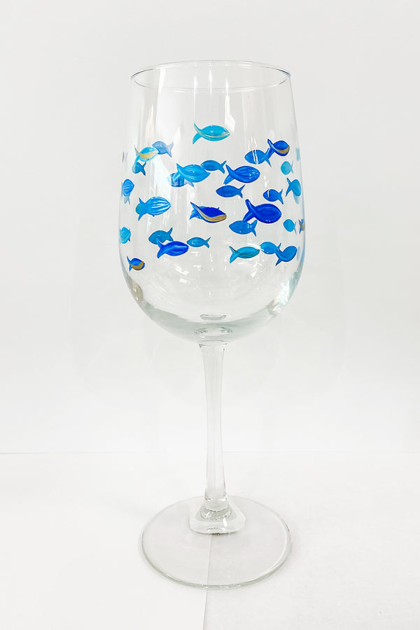 DJ Stemmed Wine Glass - Blue Fish