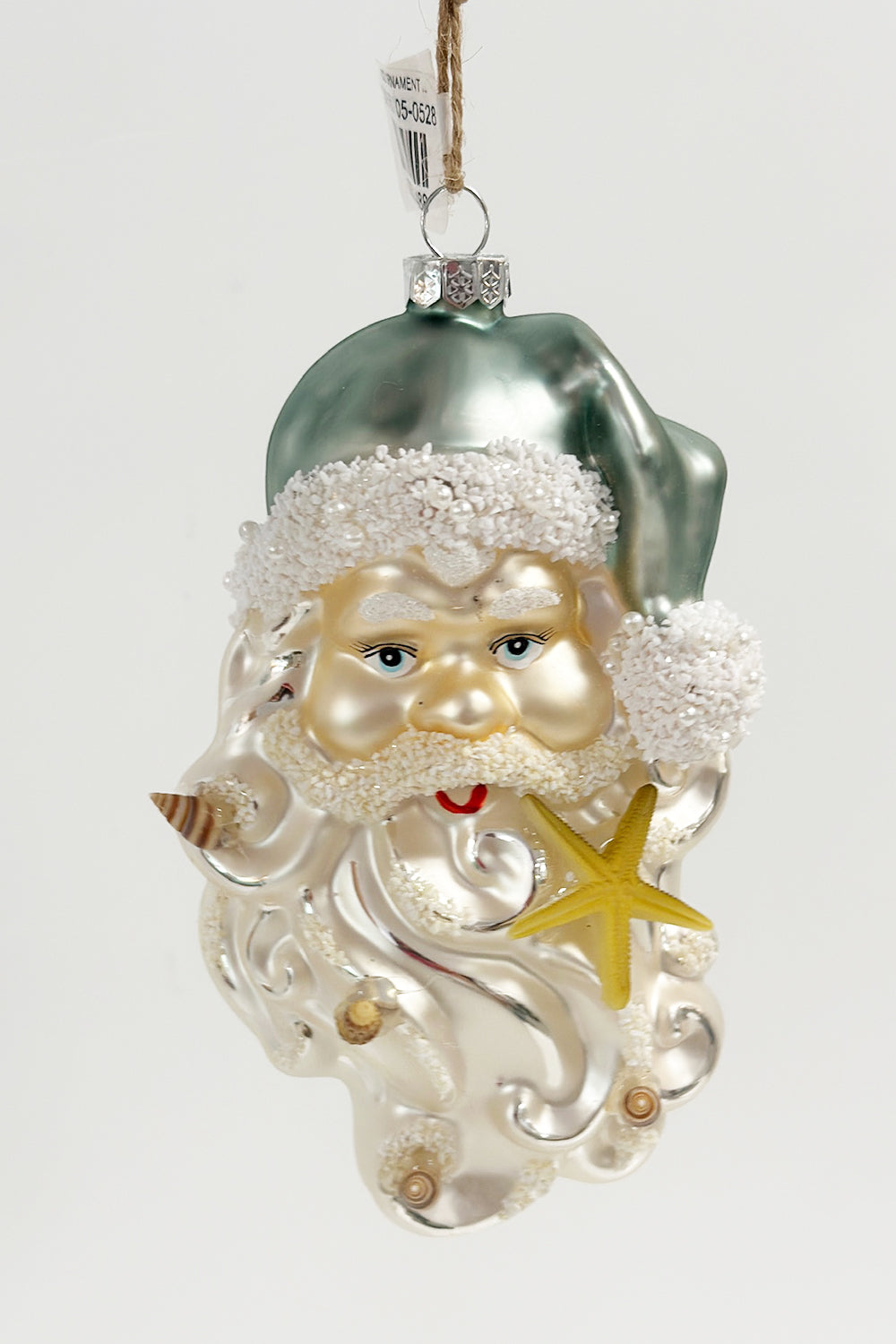 Glass Ornament - Coastal Santa Head