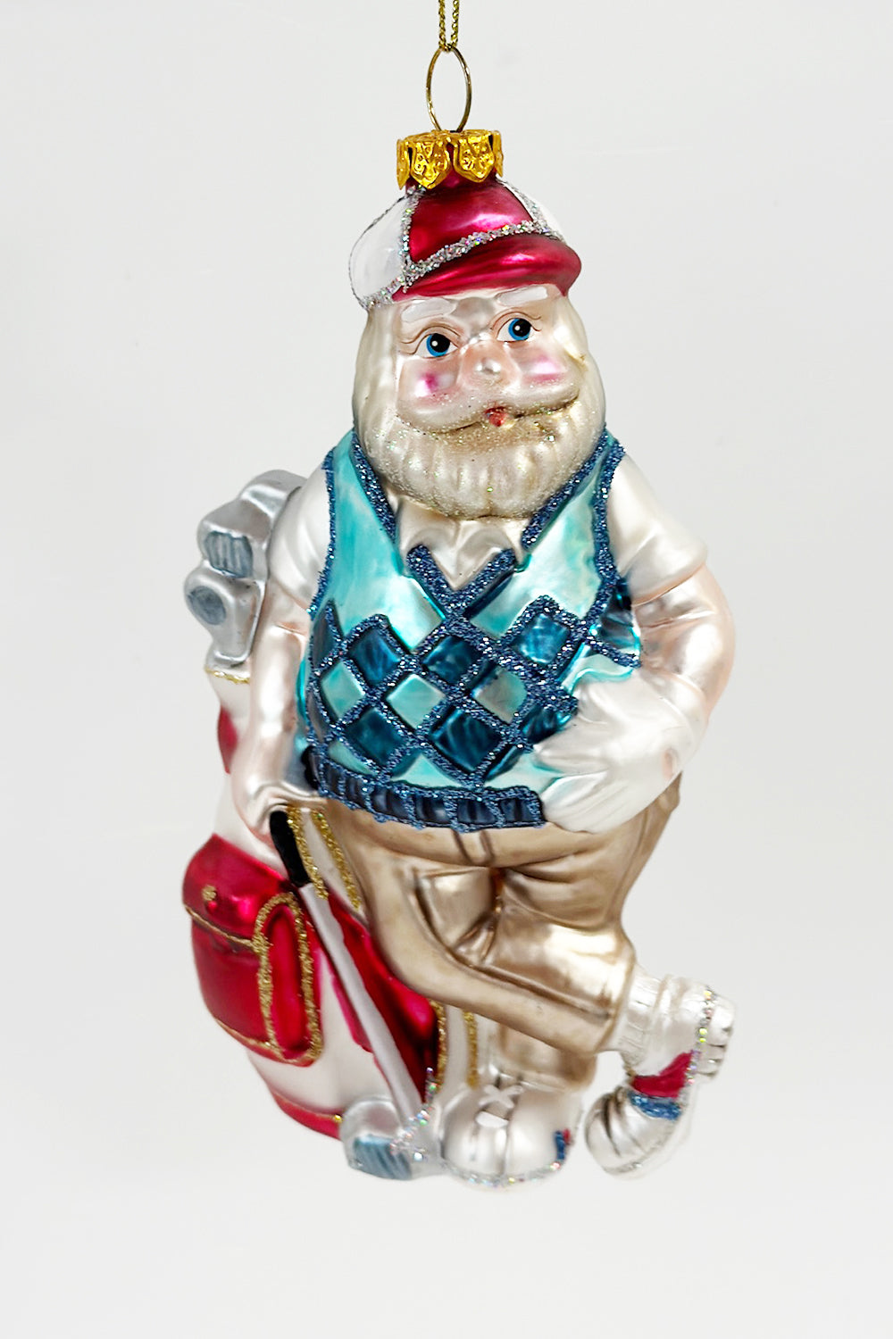 Glass Ornament - Fashionable Golfing Santa