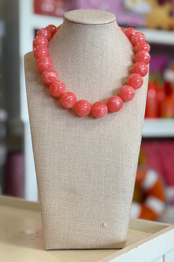 Thick Bubblegum Necklace - Clear Coral