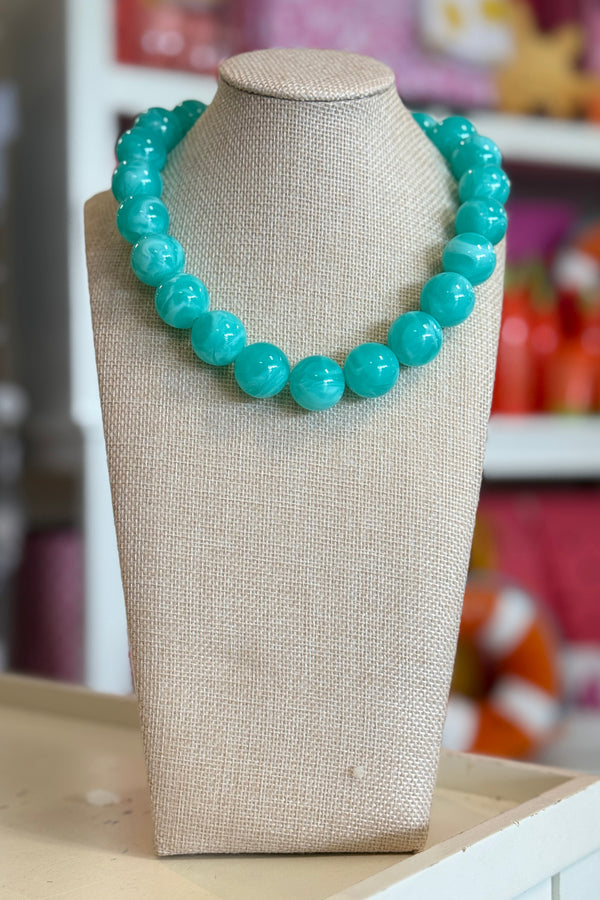 Thick Bubblegum Necklace - Clear Aqua