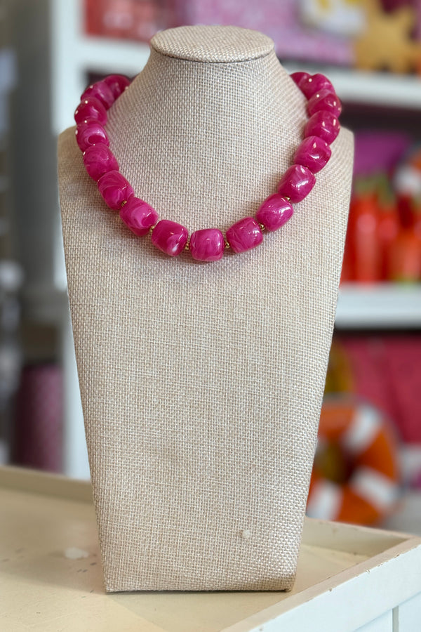 Thick Cube Necklace - Magenta