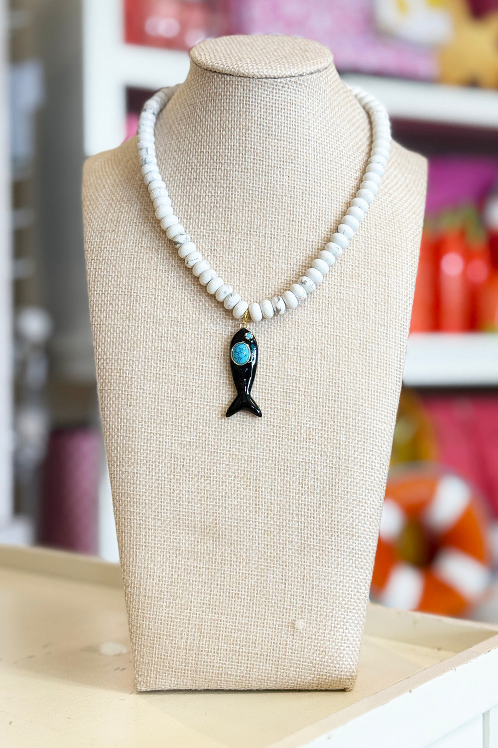 Kerry Necklace - Marble + Navy Fish