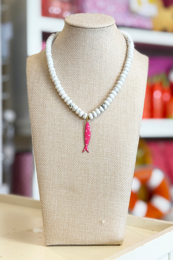 Kerry Necklace - Marble + Pink Fish
