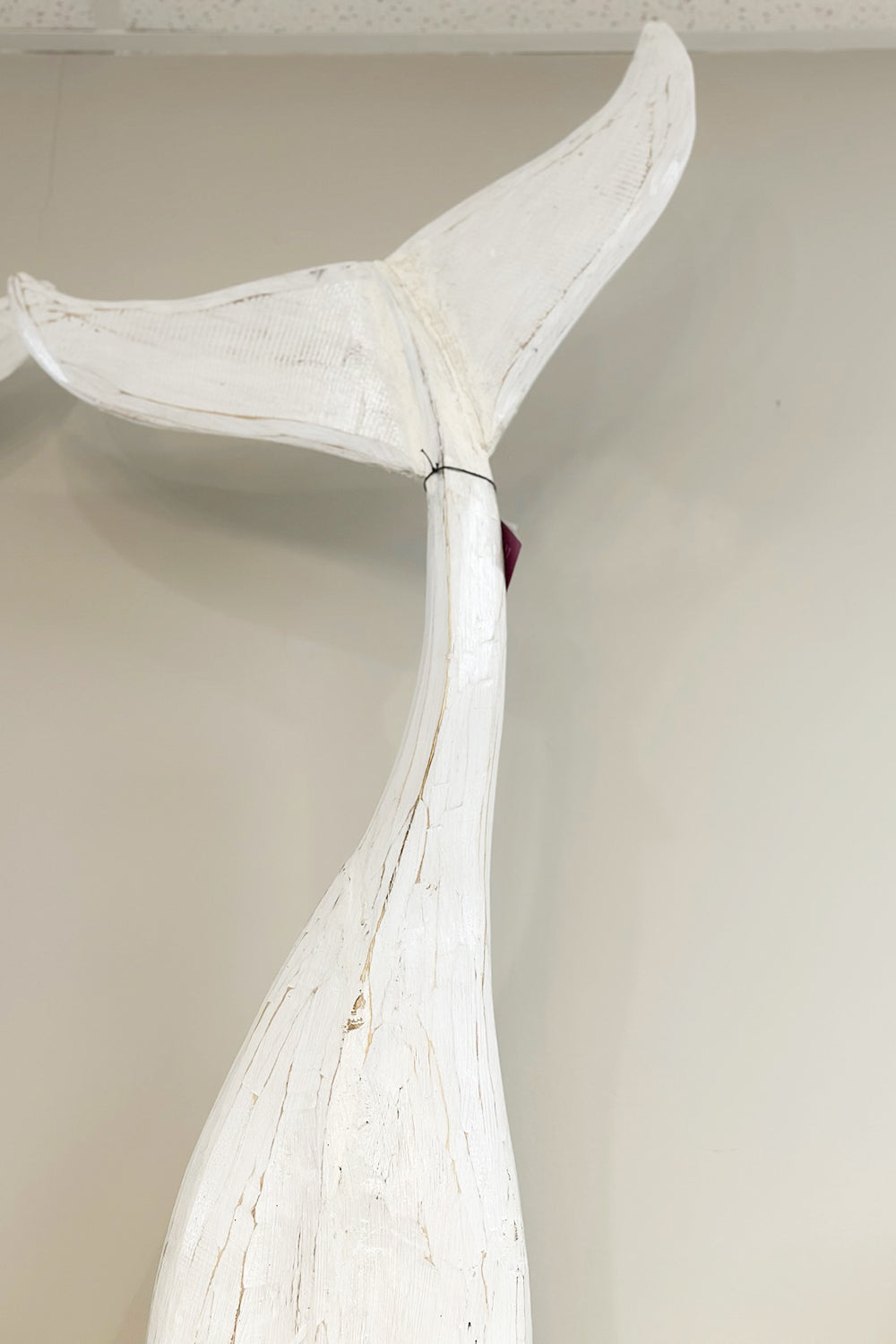 White Wooden Whale Tail Decor