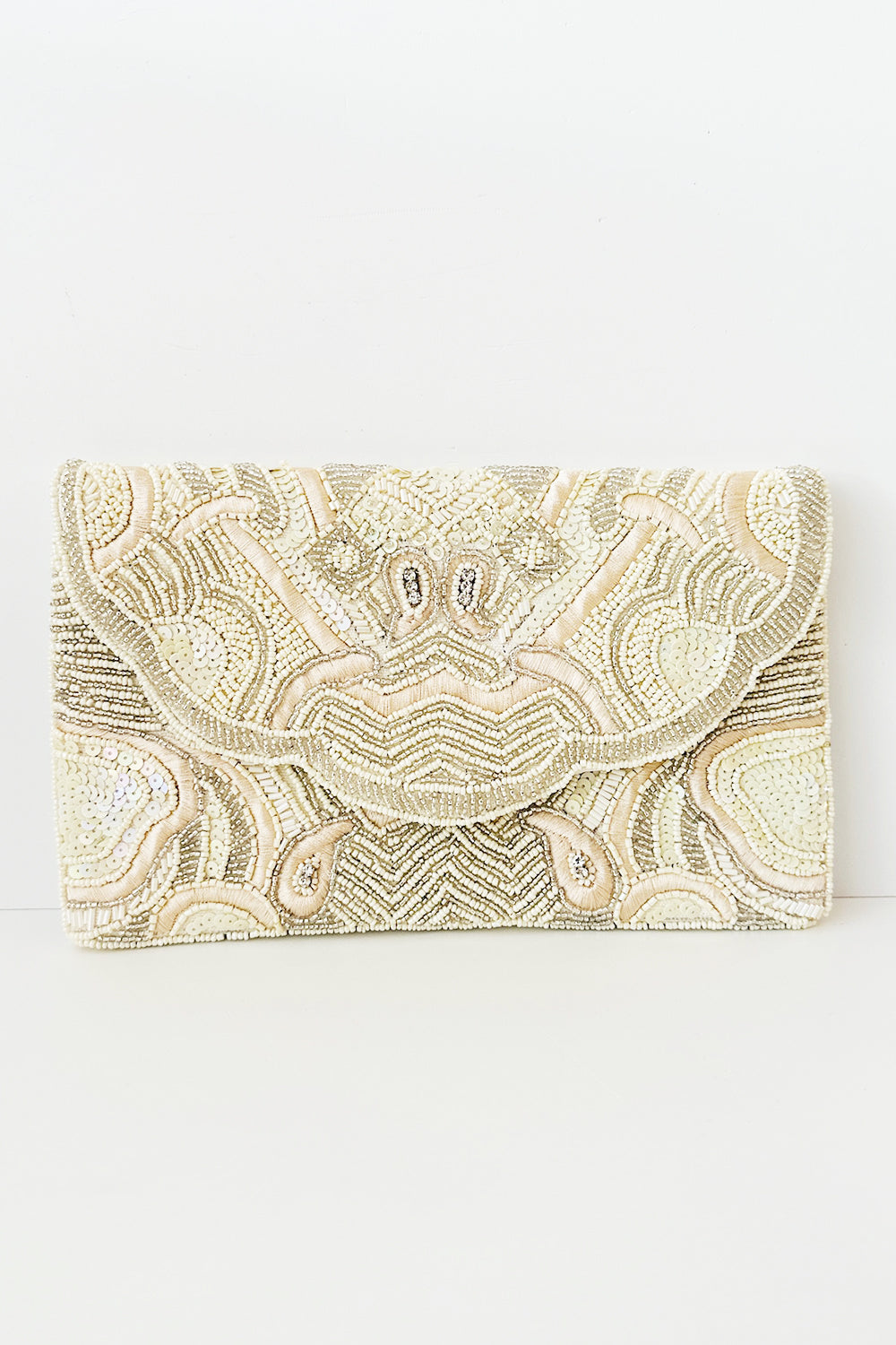 Beaded Clutch - Cream