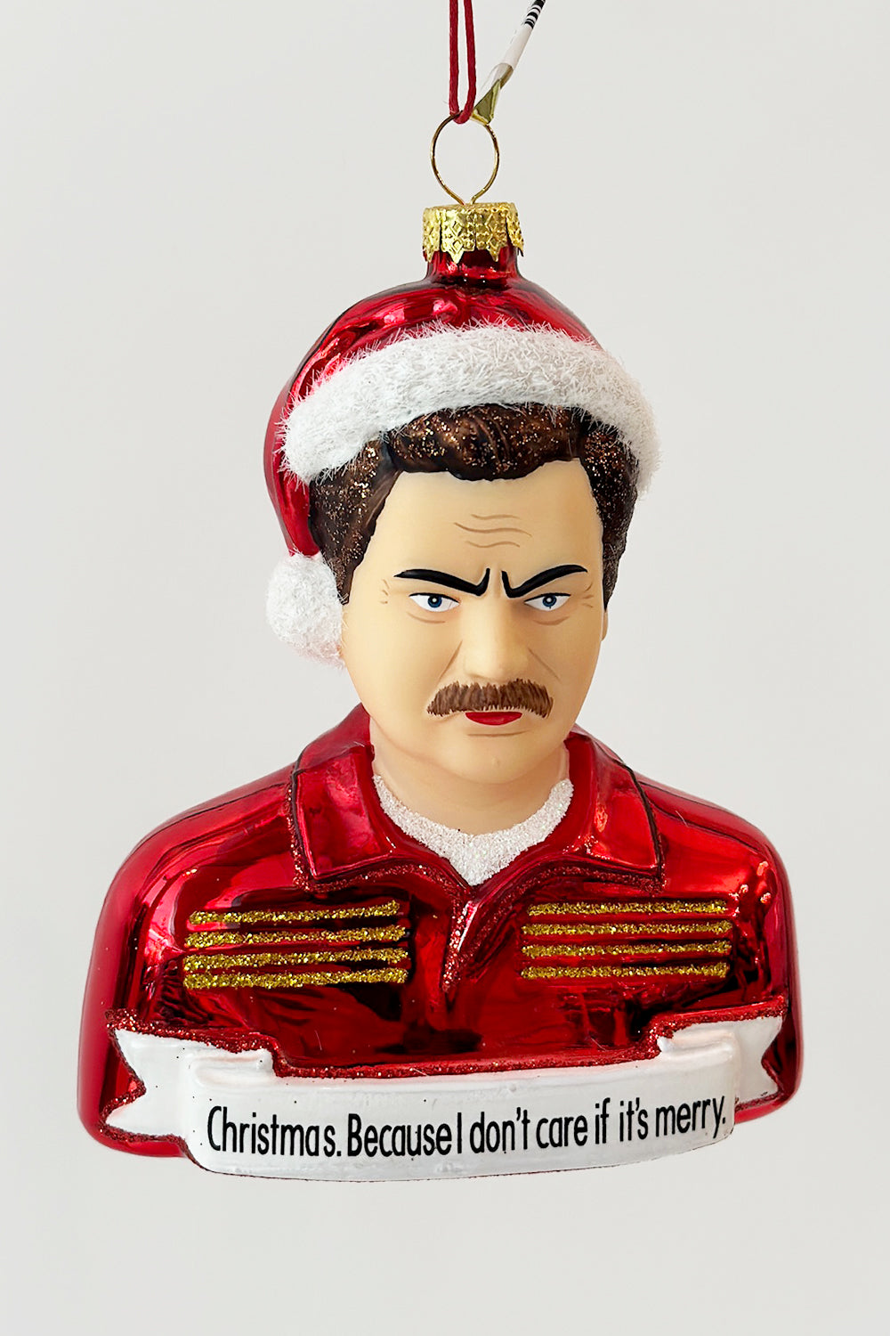 Glass Ornament - Not So Merry Ron Swanson