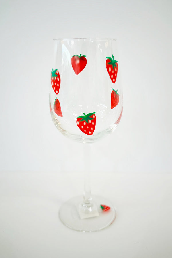 DJ Stemmed Wine Glass - Strawberries