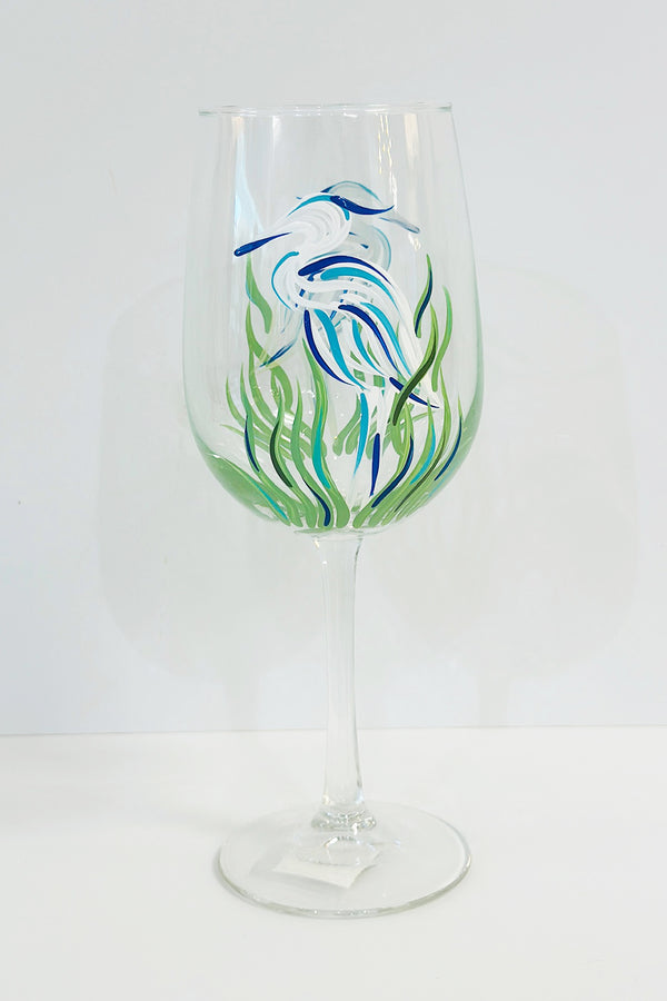 DJ Stemmed Wine Glass - Blue Heron