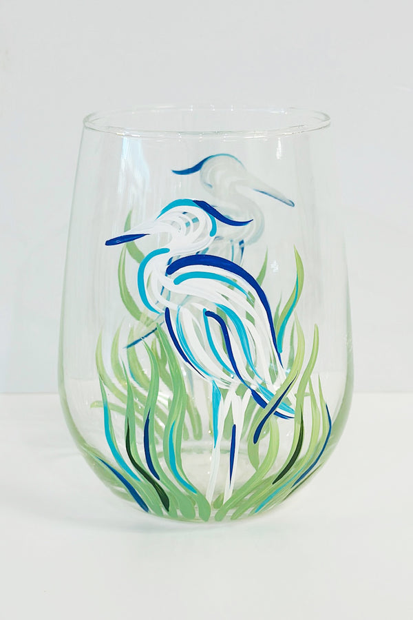 DJ Stemless Wine Glass - Blue Heron