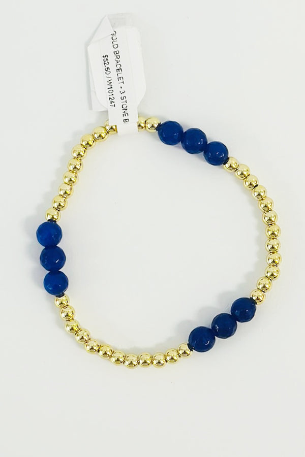 Lottie Gold Filled Bracelet - 3 Stone Blue