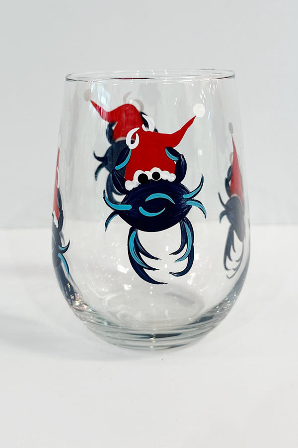 DJ Stemless Wine Glass - Crab Navy SANTA