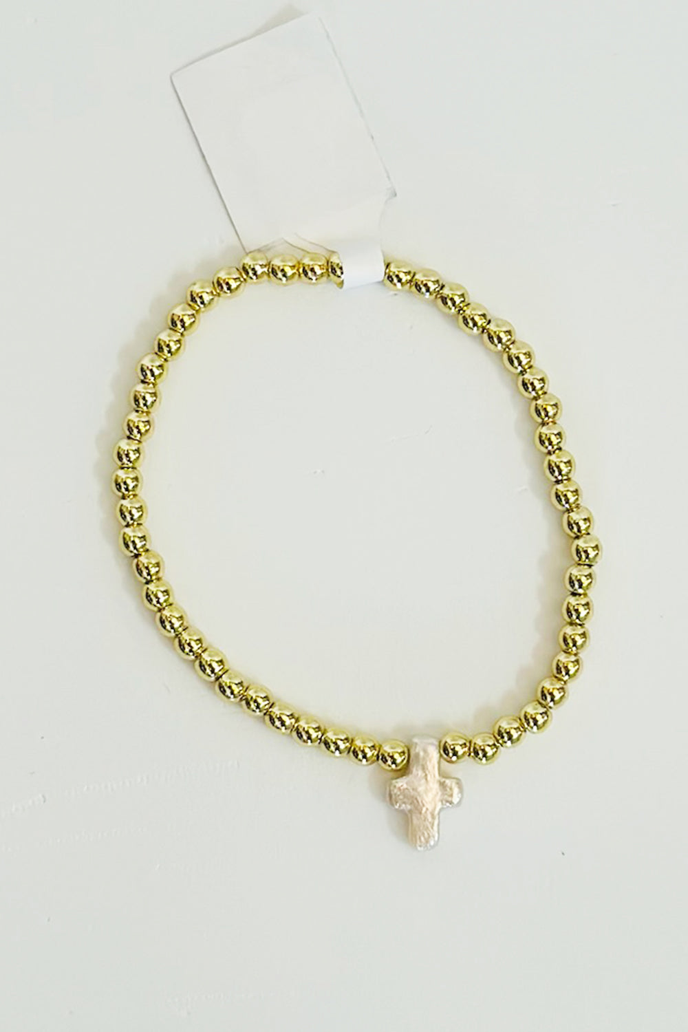 Lottie Gold Filled Bracelet - Pearl Cross 4mm