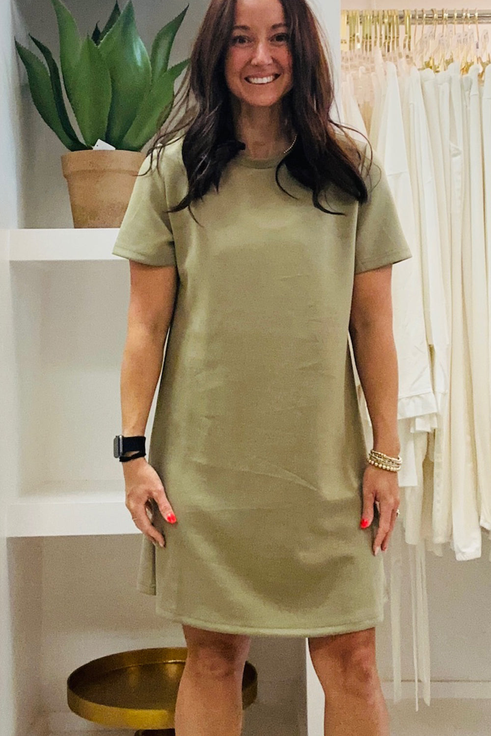 Butter Modal Midi T-Shirt Dress - Light Olive