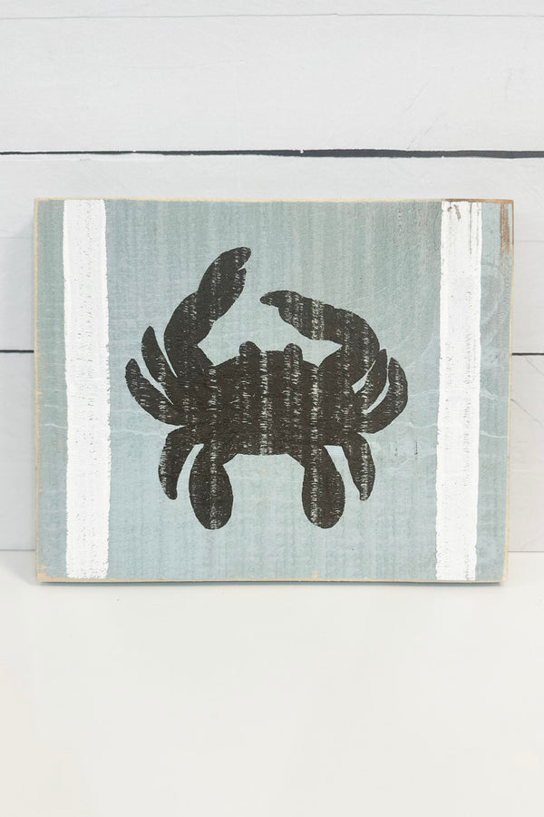 Wooden Mini Crab Sign - White Stripe