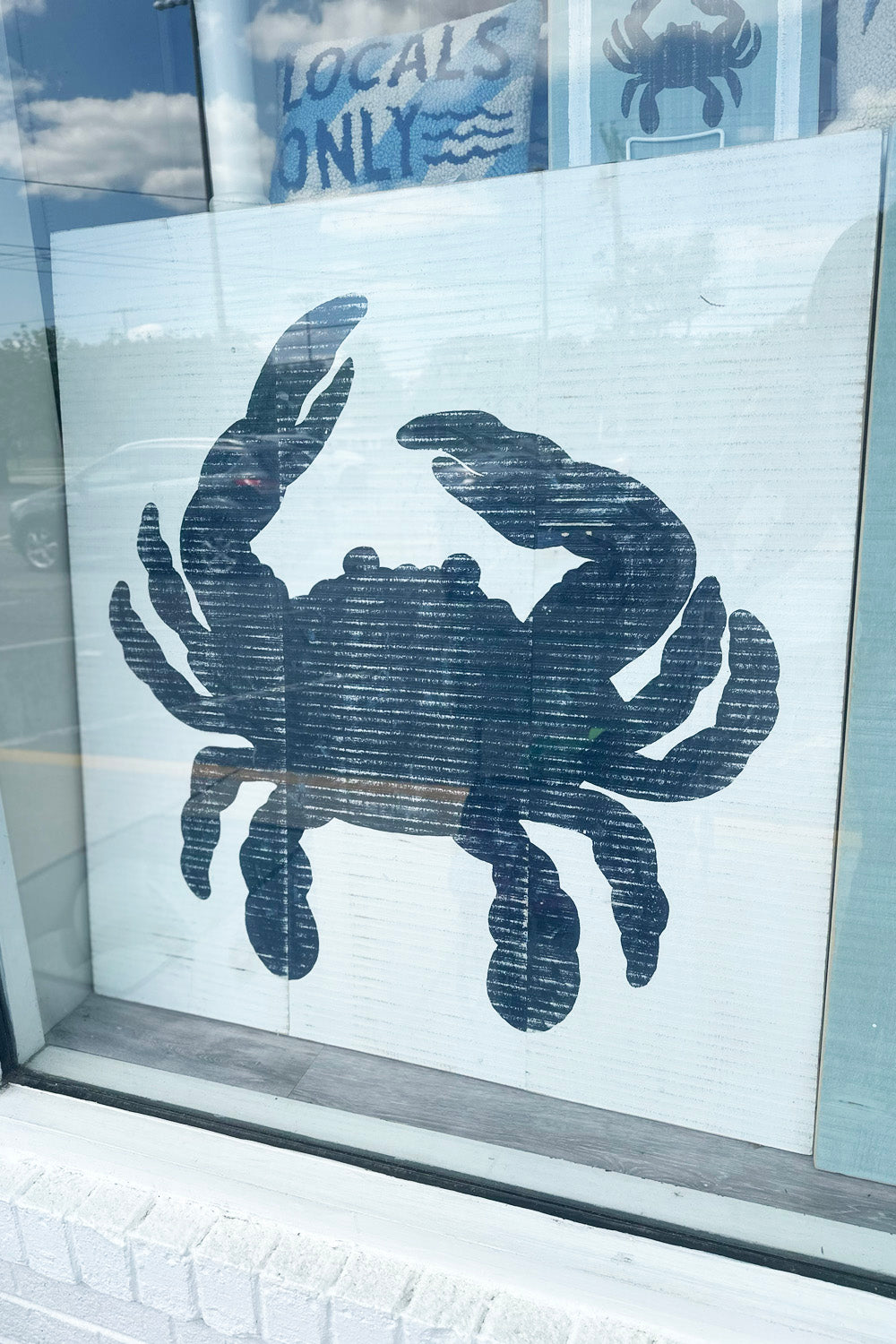 Wooden Crab Sign - Indigo Streamer