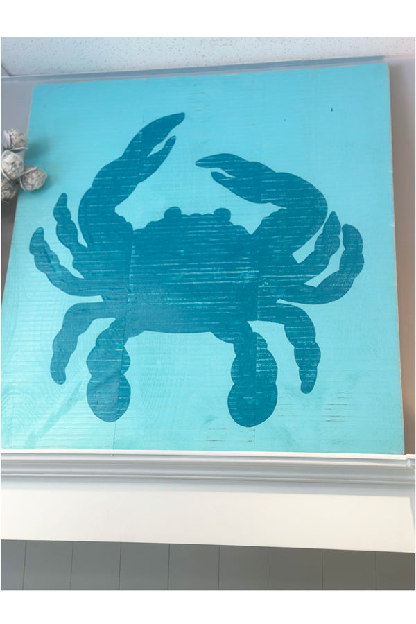 Wooden Crab Sign - Beach Blanket Turquoise