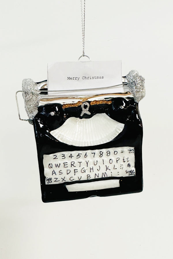 Glass Ornament - Holiday Greetings Typewriter