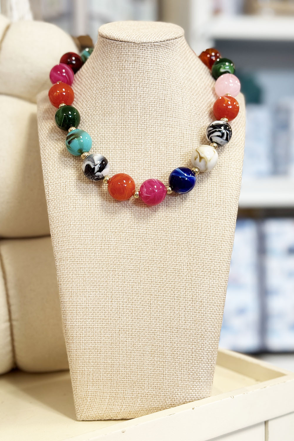 Thick Bubblegum Necklace - Multi Zebra