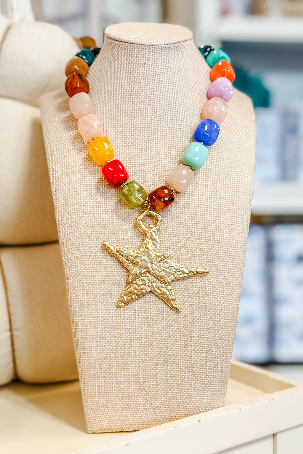 Thick Cube Necklace - Sunshine Multi + Star